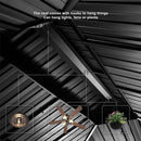 PURPLE LEAF Patio Gazebo For Backyard Grey Hardtop Galvanized Steel Roof Awning With Upgrade Curtain - Purple Leaf Garden