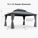 PURPLE LEAF Patio Gazebo For Backyard Grey Hardtop Galvanized Steel Roof Awning With Upgrade Curtain - Purple Leaf Garden
