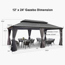 PURPLE LEAF Patio Gazebo For Backyard Grey Hardtop Galvanized Steel Roof Awning With Upgrade Curtain - Purple Leaf Garden
