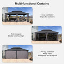 PURPLE LEAF Patio Gazebo For Backyard Grey Hardtop Galvanized Steel Roof Awning With Upgrade Curtain - Purple Leaf Garden