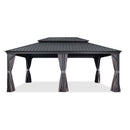 PURPLE LEAF Patio Gazebo For Backyard Grey Hardtop Galvanized Steel Roof Awning With Upgrade Curtain - Purple Leaf Garden