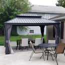 PURPLE LEAF Patio Gazebo for Backyard Grey Hardtop Galvanized Steel Roof Awning with Upgrade Curtain - Purple Leaf Garden