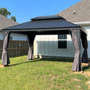 PURPLE LEAF Patio Gazebo for Backyard Grey Hardtop Galvanized Steel Roof Awning with Upgrade Curtain - Purple Leaf Garden