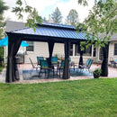 PURPLE LEAF Patio Gazebo for Backyard Grey Hardtop Galvanized Steel Roof Awning with Upgrade Curtain - Purple Leaf Garden