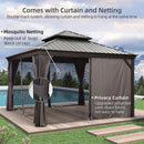 PURPLE LEAF Patio Gazebo for Backyard Grey Hardtop Galvanized Steel Roof Awning with Upgrade Curtain - Purple Leaf Garden