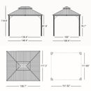 PURPLE LEAF Patio Gazebo for Backyard Grey Hardtop Galvanized Steel Roof Awning with Upgrade Curtain - Purple Leaf Garden