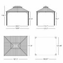PURPLE LEAF Patio Gazebo for Backyard Grey Hardtop Galvanized Steel Roof Awning with Upgrade Curtain - Purple Leaf Garden