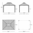 PURPLE LEAF Patio Gazebo for Backyard Grey Hardtop Galvanized Steel Roof Awning with Upgrade Curtain - Purple Leaf Garden
