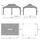 PURPLE LEAF Patio Gazebo for Backyard Grey Hardtop Galvanized Steel Roof Awning with Upgrade Curtain - Purple Leaf Garden