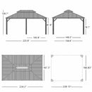 PURPLE LEAF Patio Gazebo for Backyard Grey Hardtop Galvanized Steel Roof Awning with Upgrade Curtain - Purple Leaf Garden
