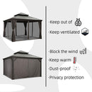 PURPLE LEAF Patio Gazebo For Backyard Grey Hardtop Galvanized Steel Roof Awning With Upgrade Curtain - Purple Leaf Garden
