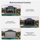 PURPLE LEAF Patio Gazebo For Backyard Grey Hardtop Galvanized Steel Roof Awning With Upgrade Curtain - Purple Leaf Garden