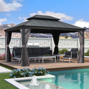 PURPLE LEAF Patio Gazebo For Backyard Grey Hardtop Galvanized Steel Roof Awning With Upgrade Curtain - Purple Leaf Garden