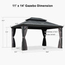 PURPLE LEAF Patio Gazebo For Backyard Grey Hardtop Galvanized Steel Roof Awning With Upgrade Curtain - Purple Leaf Garden