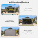PURPLE LEAF Patio Gazebo For Backyard Grey Hardtop Galvanized Steel Roof Awning With Upgrade Curtain - Purple Leaf Garden