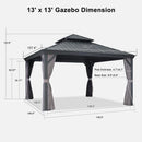 PURPLE LEAF Patio Gazebo For Backyard Grey Hardtop Galvanized Steel Roof Awning With Upgrade Curtain - Purple Leaf Garden