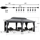 PURPLE LEAF Patio Gazebo for Backyard | Hardtop Galvanized Steel Frame with String Lights | Light Grey - Purple Leaf Garden