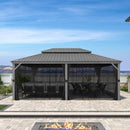 PURPLE LEAF Patio Gazebo for Backyard | Hardtop Galvanized Steel Frame with String Lights | Light Grey - Purple Leaf Garden