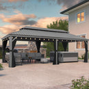 PURPLE LEAF Patio Gazebo for Backyard | Hardtop Galvanized Steel Frame with String Lights | Light Grey - Purple Leaf Garden