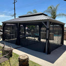 PURPLE LEAF Patio Gazebo for Backyard | Hardtop Galvanized Steel Frame with String Lights | Light Grey - Purple Leaf Garden