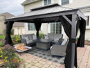 PURPLE LEAF Patio Gazebo For Backyard | Hardtop Galvanized Steel Frame With Upgrade Curtain | Light Grey - Purple Leaf Garden