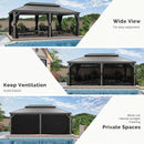 PURPLE LEAF Patio Gazebo For Backyard | Hardtop Galvanized Steel Frame With Upgrade Curtain | Light Grey - Purple Leaf Garden