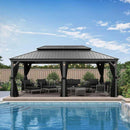 PURPLE LEAF Patio Gazebo For Backyard | Hardtop Galvanized Steel Frame With Upgrade Curtain | Light Grey - Purple Leaf Garden