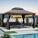 PURPLE LEAF Patio Gazebo For Backyard | Hardtop Galvanized Steel Frame With Upgrade Curtain | Light Grey - Purple Leaf Garden
