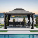 PURPLE LEAF Patio Gazebo For Backyard | Hardtop Galvanized Steel Frame With Upgrade Curtain | Light Grey - Purple Leaf Garden