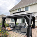 PURPLE LEAF Patio Gazebo for Backyard | Hardtop Galvanized Steel Frame with Upgrade Curtain | Light Grey - Purple Leaf Garden