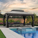 PURPLE LEAF Patio Gazebo for Backyard | Hardtop Galvanized Steel Frame with Upgrade Curtain | Light Grey - Purple Leaf Garden