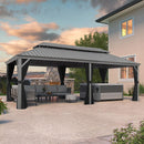 PURPLE LEAF Patio Gazebo for Backyard | Hardtop Galvanized Steel Frame with Upgrade Curtain | Light Grey - Purple Leaf Garden