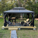 PURPLE LEAF Patio Gazebo for Backyard | Hardtop Galvanized Steel Frame with Upgrade Curtain | Light Grey - Purple Leaf Garden