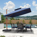 PURPLE LEAF SUNBRELLA Fabric Large Cantilever Umbrella Double Top Deluxe Rectangle Patio Umbrella with Wood Pattern - Purple Leaf Garden