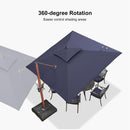 PURPLE LEAF SUNBRELLA Fabric Large Cantilever Umbrella Double Top Deluxe Rectangle Patio Umbrella with Wood Pattern - Purple Leaf Garden