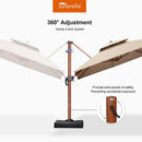 PURPLE LEAF SUNBRELLA Fabric Large Cantilever Umbrella Double Top Deluxe Rectangle Patio Umbrella with Wood Pattern - Purple Leaf Garden