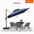 PURPLE LEAF SUNBRELLA Fabric Large Cantilever Umbrella Double Top Deluxe Rectangle Patio Umbrella with Wood Pattern - Purple Leaf Garden