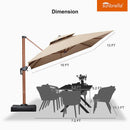 PURPLE LEAF SUNBRELLA Fabric Large Cantilever Umbrella Double Top Deluxe Rectangle Patio Umbrella with Wood Pattern - Purple Leaf Garden