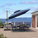 PURPLE LEAF SUNBRELLA Fabric Large Cantilever Umbrella Double Top Deluxe Rectangle Patio Umbrella with Wood Pattern - Purple Leaf Garden