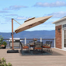 PURPLE LEAF SUNBRELLA Fabric Large Cantilever Umbrella Double Top Deluxe Rectangle Patio Umbrella with Wood Pattern - Purple Leaf Garden