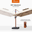 PURPLE LEAF SUNBRELLA Fabric Large Cantilever Umbrella Double Top Deluxe Rectangle Patio Umbrella with Wood Pattern - Purple Leaf Garden
