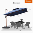PURPLE LEAF SUNBRELLA Fabric Large Cantilever Umbrella Double Top Deluxe Rectangle Patio Umbrella with Wood Pattern - Purple Leaf Garden