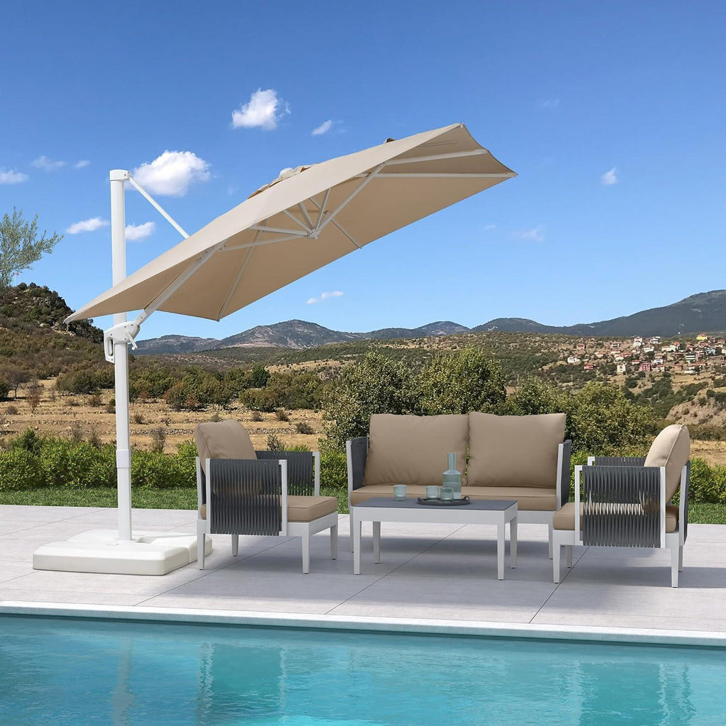 White Cantilever Patio Umbrella
