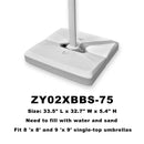 PURPLE LEAF White Patio Umbrella Base ZY02XBBS-75, requires sand and water for stability, fits 8'x8' and 9'x9' umbrellas.