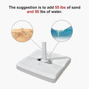 White patio umbrella base, requires sand and water for stability, by PURPLE LEAF