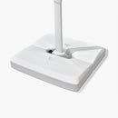 White PURPLE LEAF patio umbrella base, made of durable, UV-resistant plastic. Base supports single-top umbrellas.