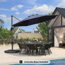 PURPLE LEAF Outdoor Patio Umbrella with Base, Garden Pool Umbrella, Navy Blue