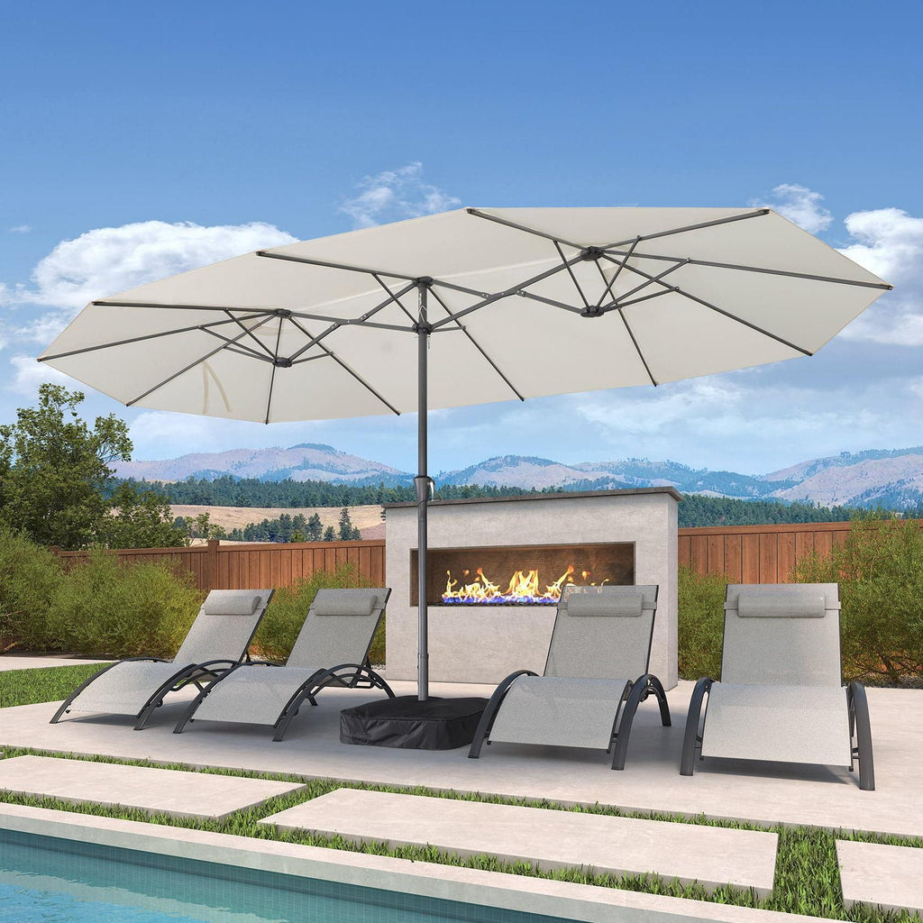 4 sided patio umbrella PURPLE LEAF Double-Sided Market Umbrella Large Rectangular Patio Umbrellas  with Base
