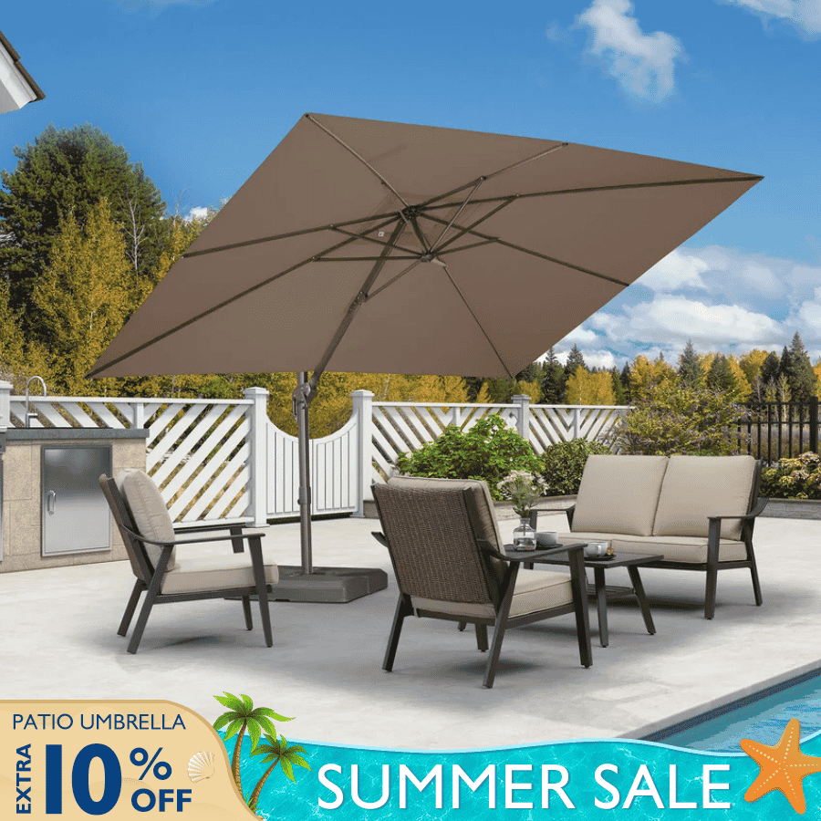 PURPLE LEAF Patio Cantilever Umbrella with Aluminum Offset Hanging for Pool Garden Deck PURPLE LEAF Patio Cantilever Umbrella with Aluminum Offset Hanging for Pool Garden Deck