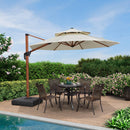 PURPLE LEAF Outdoor Garden Umbrella with Base, Cantilever Umbrellas in Wood Color
